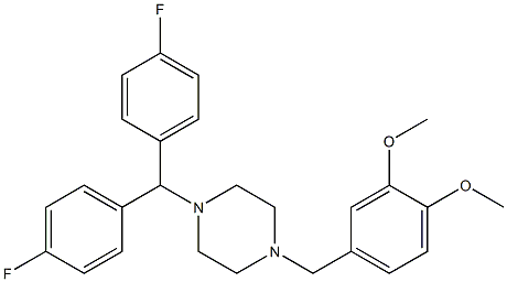 1-[Bis(4-fluorophenyl)methyl]-4-(3,4-dimethoxybenzyl)piperazine Struktur