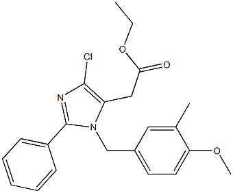 1-(4-Methoxy-3-methylbenzyl)-4-chloro-2-phenyl-1H-imidazole-5-acetic acid ethyl ester Struktur