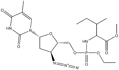 3'-Azido-3'-deoxythymidine-5'-[[[1-(1-methylpropyl)-2-methoxy-2-oxoethyl]amino]phosphonic acid ethyl] ester Struktur