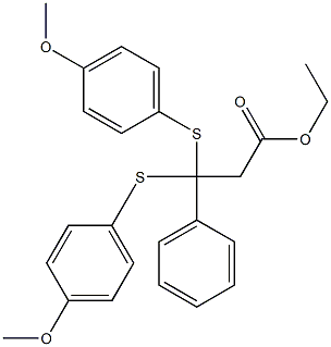 3-(Phenyl)-3,3-bis(4-methoxyphenylthio)propionic acid ethyl ester Struktur