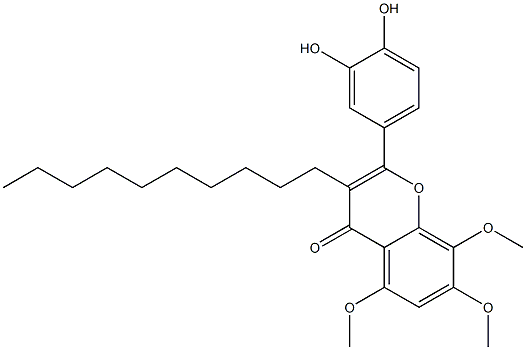 2-(3,4-Dihydroxyphenyl)-5,7,8-trimethoxy-3-decyl-4H-1-benzopyran-4-one Struktur