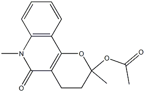 2-Acetoxy-2,6-dimethyl-3,4-dihydro-2H-pyrano[3,2-c]quinolin-5(6H)-one Struktur