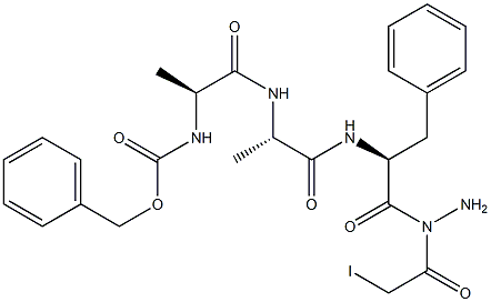 N'-Iodoacetyl-N-[N-[N-(benzyloxycarbonyl)-L-alanyl]-L-alanyl]-L-phenylalanine hydrazide Struktur