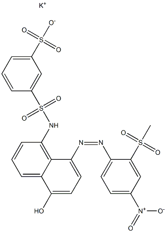 3-[[5-Hydroxy-8-(2-methylsulfonyl-4-nitrophenylazo)-1-naphtyl]aminosulfonyl]benzenesulfonic acid potassium salt Struktur