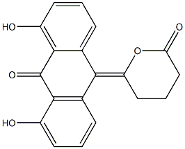 1,8-Dihydroxy-10-[(2-oxotetrahydro-2H-pyran)-6-ylidene]anthrone Struktur