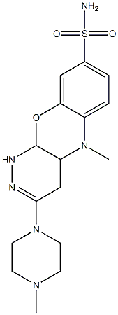 1,4,4a,10a-Tetrahydro-5-methyl-3-(4-methyl-1-piperazinyl)-5H-pyridazino[3,4-b][1,4]benzoxazine-8-sulfonamide Struktur