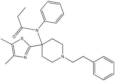 N-(Phenyl)-N-[1-[2-phenylethyl]-4-(4,5-dimethylthiazol-2-yl)piperidin-4-yl]propanamide Struktur