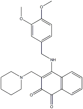 4-[(3,4-Dimethoxybenzyl)amino]-3-[(piperidin-1-yl)methyl]naphthalene-1,2-dione Struktur