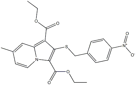 2-(4-Nitrobenzylthio)-7-methylindolizine-1,3-dicarboxylic acid diethyl ester Struktur