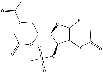 2-O,5-O,6-O-Triacetyl-3-O-(methylsulfonyl)-D-glucofuranosyl fluoride Struktur