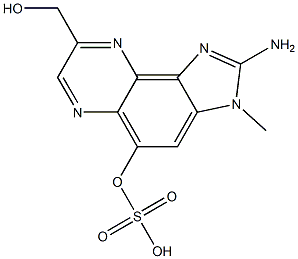 2-Amino-8-hydroxymethyl-3-methyl-3H-imidazo[4,5-f]quinoxalin-5-ol 5-sulfate Struktur