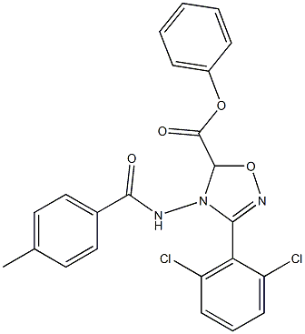 4,5-Dihydro-3-(2,6-dichlorophenyl)-4-(4-methylbenzoylamino)-5-phenyl-1,2,4-oxadiazole-5-carboxylic acid Struktur