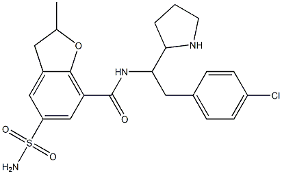 2,3-Dihydro-2-methyl-5-(aminosulfonyl)-N-[1-(4-chlorobenzyl)-2-pyrrolidinylmethyl]benzofuran-7-carboxamide Struktur