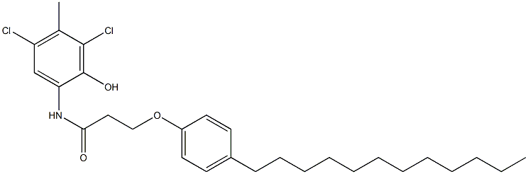 2-[3-(4-Dodecylphenoxy)propanoylamino]-4,6-dichloro-5-methylphenol Struktur