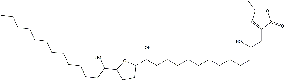 3-[2,13-Dihydroxy-13-[[tetrahydro-5-(1-hydroxytridecyl)furan]-2-yl]tridecyl]-5-methylfuran-2(5H)-one Struktur