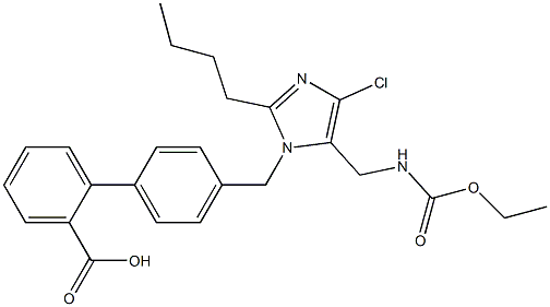 4'-[[2-Butyl-4-chloro-5-(ethoxycarbonylaminomethyl)-1H-imidazol-1-yl]methyl]-1,1'-biphenyl-2-carboxylic acid Struktur