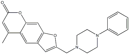 2-(4-Phenylpiperazinomethyl)-5-methyl-7H-furo[3,2-g][1]benzopyran-7-one Struktur