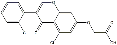 [(5-Chloro-3-(2-chlorophenyl)-4-oxo-4H-1-benzopyran-7-yl)oxy]acetic acid Struktur