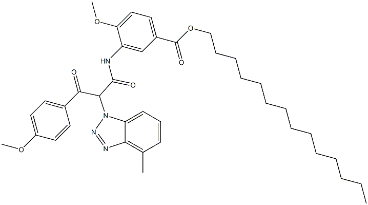 2-(4-Methoxybenzoyl)-2-(4-methyl-1H-benzotriazol-1-yl)-2'-methoxy-5'-(tetradecyloxycarbonyl)acetanilide Struktur