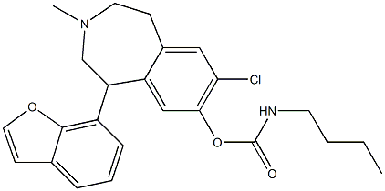 Butylcarbamic acid [(7-chloro-3-methyl-1-(benzofuran-7-yl)-2,3,4,5-tetrahydro-1H-3-benzazepin)-8-yl] ester Struktur