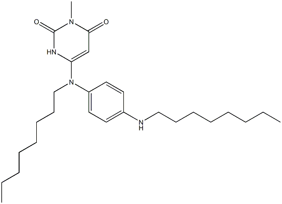 6-[N-Octyl-N-(4-octylaminophenyl)amino]-3-methylpyrimidine-2,4(1H,3H)-dione Struktur