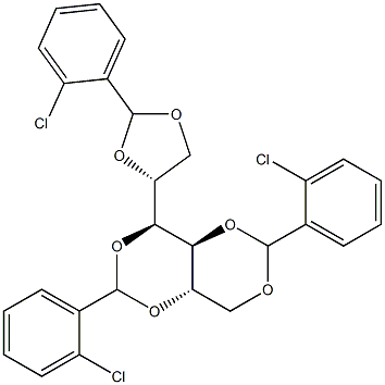 1-O,2-O:3-O,5-O:4-O,6-O-Tris(2-chlorobenzylidene)-L-glucitol Struktur