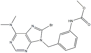 6-Dimethylamino-8-bromo-9-(3-methoxycarbonylaminobenzyl)-9H-purine Struktur