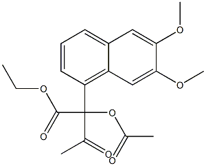 2-(6,7-Dimethoxy-1-naphtyl)-2-acetoxy-3-oxobutyric acid ethyl ester Struktur