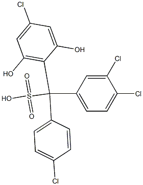 (4-Chlorophenyl)(3,4-dichlorophenyl)(4-chloro-2,6-dihydroxyphenyl)methanesulfonic acid Struktur