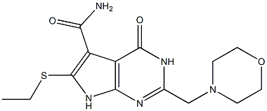 2-[Morpholinomethyl]-6-(ethylthio)-4-oxo-3,4-dihydro-7H-pyrrolo[2,3-d]pyrimidine-5-carboxamide Struktur