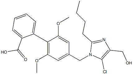 4'-[(5-Chloro-2-butyl-4-hydroxymethyl-1H-imidazol-1-yl)methyl]-2',6'-dimethoxy-1,1'-biphenyl-2-carboxylic acid Struktur