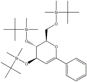 (4R,5R,6R)-5,6-Dihydro-2-phenyl-4,5-bis(tert-butyldimethylsilyloxy)-6-(tert-butyldimethylsilyloxymethyl)-4H-pyran Struktur