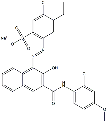 3-Chloro-4-ethyl-6-[[3-[[(2-chloro-4-methoxyphenyl)amino]carbonyl]-2-hydroxy-1-naphtyl]azo]benzenesulfonic acid sodium salt Struktur