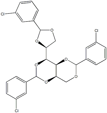 1-O,3-O:2-O,4-O:5-O,6-O-Tris(3-chlorobenzylidene)-L-glucitol Struktur