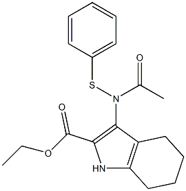 3-[(Phenylthio)acetylamino]-4,5,6,7-tetrahydro-1H-indole-2-carboxylic acid ethyl ester Struktur