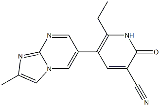 2-Methyl-6-[(1,2-dihydro-2-oxo-3-cyano-6-ethylpyridin)-5-yl]imidazo[1,2-a]pyrimidine Struktur