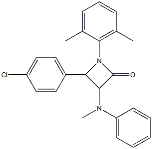 1-(2,6-Dimethylphenyl)-3-(methylphenylamino)-4-(4-chlorophenyl)azetidin-2-one Struktur