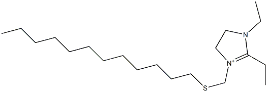 1,2-Diethyl-3-[(dodecylthio)methyl]-4,5-dihydro-1H-imidazol-3-ium Struktur