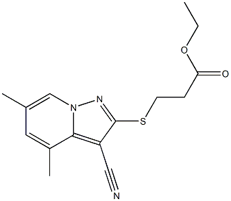 3-[(3-Cyano-4,6-dimethylpyrazolo[1,5-a]pyridin-2-yl)thio]propionic acid ethyl ester Struktur