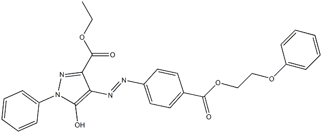 5-Hydroxy-4-[4-(2-phenoxyethoxycarbonyl)phenylazo]-1-phenyl-1H-pyrazole-3-carboxylic acid ethyl ester Struktur