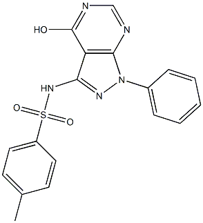 1-Phenyl-3-(4-methylphenylsulfonylamino)-1H-pyrazolo[3,4-d]pyrimidin-4-ol Struktur