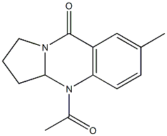 1,2,3,3a-Tetrahydro-4-acetyl-7-methylpyrrolo[2,1-b]quinazolin-9(4H)-one Struktur