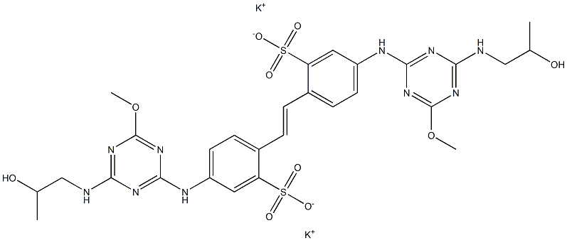 4,4'-Bis[4-(2-hydroxypropylamino)-6-methoxy-1,3,5-triazin-2-ylamino]-2,2'-stilbenedisulfonic acid dipotassium salt Struktur