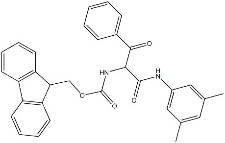 N-(3,5-Dimethylphenyl)-2-[[(9H-fluoren-9-yl)methoxycarbonyl]amino]-2-benzoylacetamide Struktur