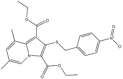 2-(4-Nitrobenzylthio)-6,8-dimethylindolizine-1,3-dicarboxylic acid diethyl ester Struktur