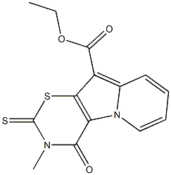 3,4-Dihydro-4-oxo-2-thioxo-3-methyl-2H-1,3-thiazino[6,5-b]indolizine-10-carboxylic acid ethyl ester Struktur