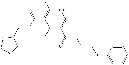 2,6-Dimethyl-4-methyl-1,4-dihydropyridine-3,5-dicarboxylic acid 3-[2-(phenylthio)ethyl]5-[(tetrahydrofuran)-2-ylmethyl] ester Struktur