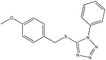 5-(4-Methoxybenzylthio)-1-phenyl-1H-tetrazole Struktur