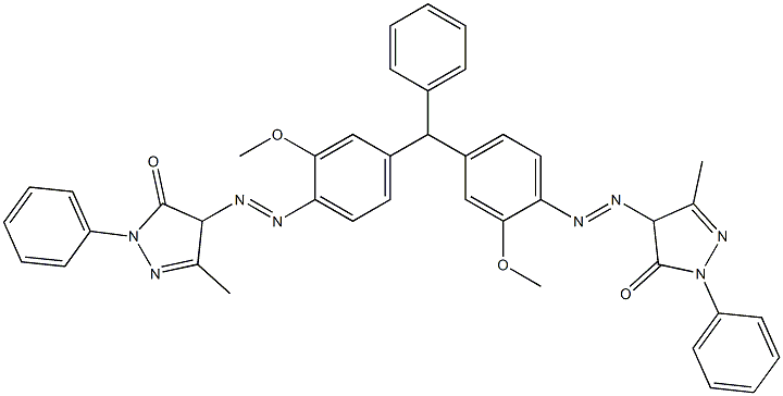 4,4'-[(Phenylmethylene)bis[(2-methoxy-4,1-phenylene)azo]]bis(2,4-dihydro-5-methyl-2-phenyl-3H-pyrazol-3-one) Struktur