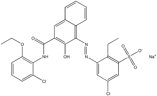 3-Chloro-6-ethyl-5-[[3-[[(2-chloro-6-ethoxyphenyl)amino]carbonyl]-2-hydroxy-1-naphtyl]azo]benzenesulfonic acid sodium salt Struktur